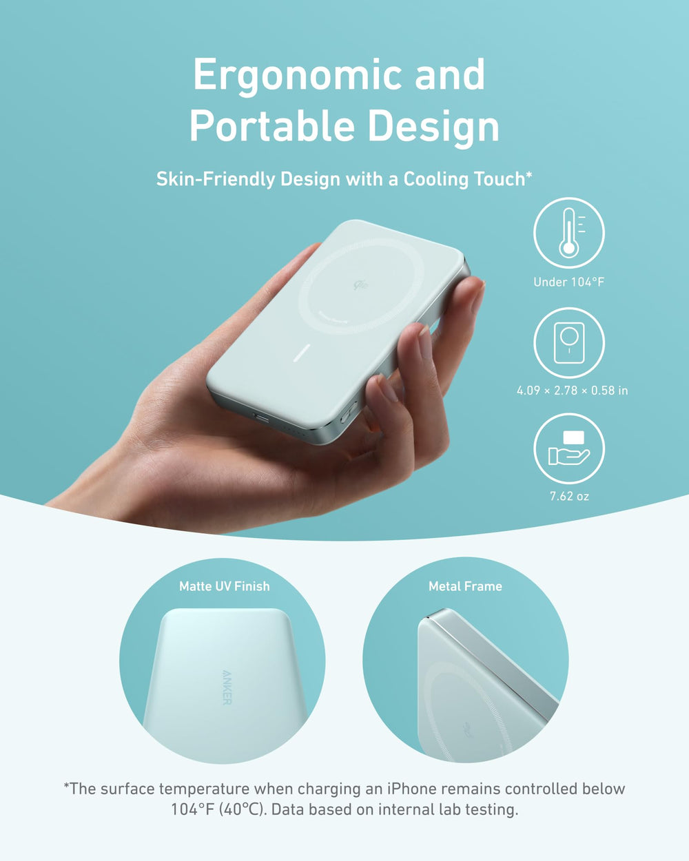 Anker MagGo en uso con iPhone alineado magnéticamente para carga rápida