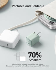 Anker Nano 30W cargando iPhone, carga rápida y fiable