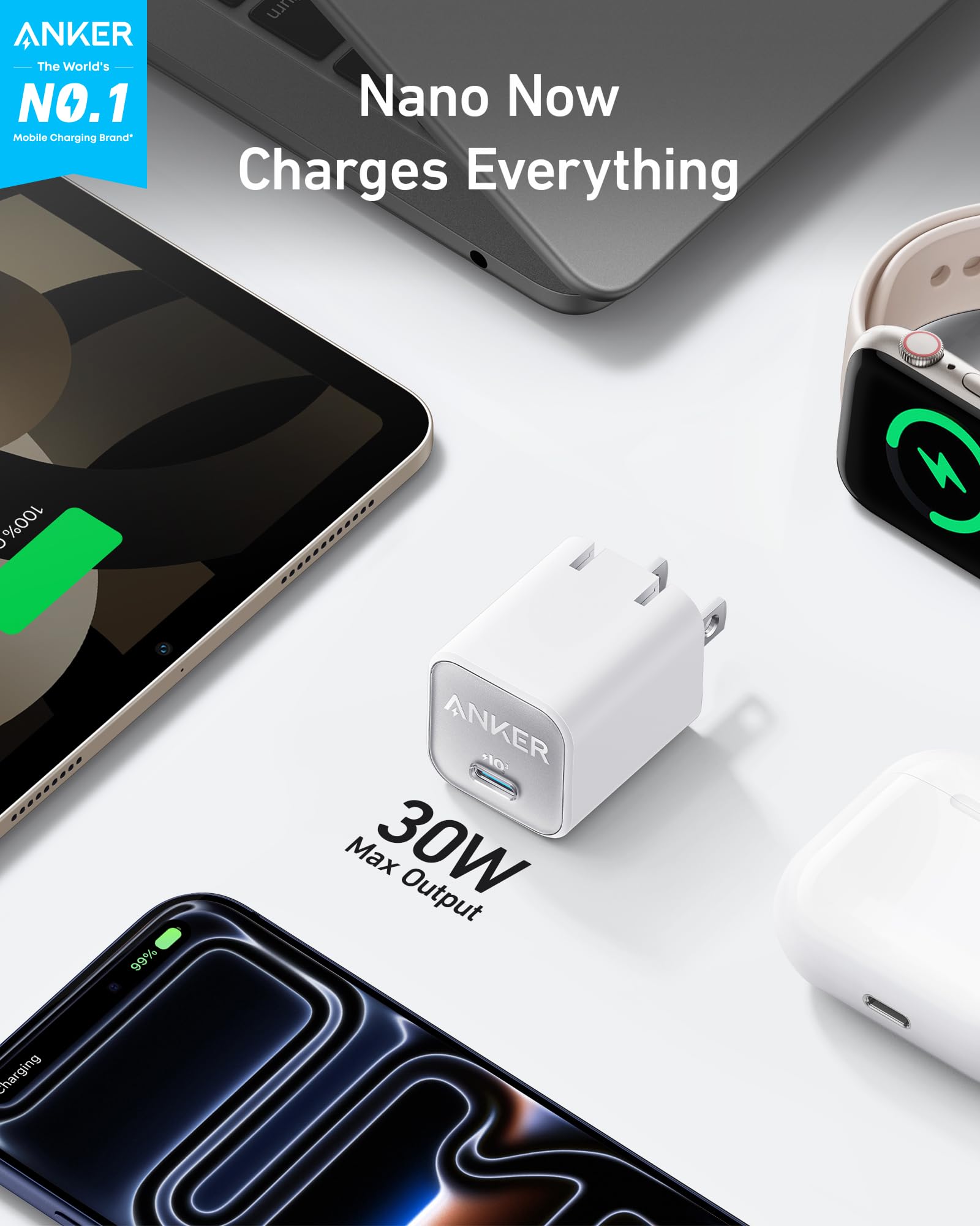 Anker Nano 30W con clavija plegable enfatizando portabilidad y facilidad de transporte