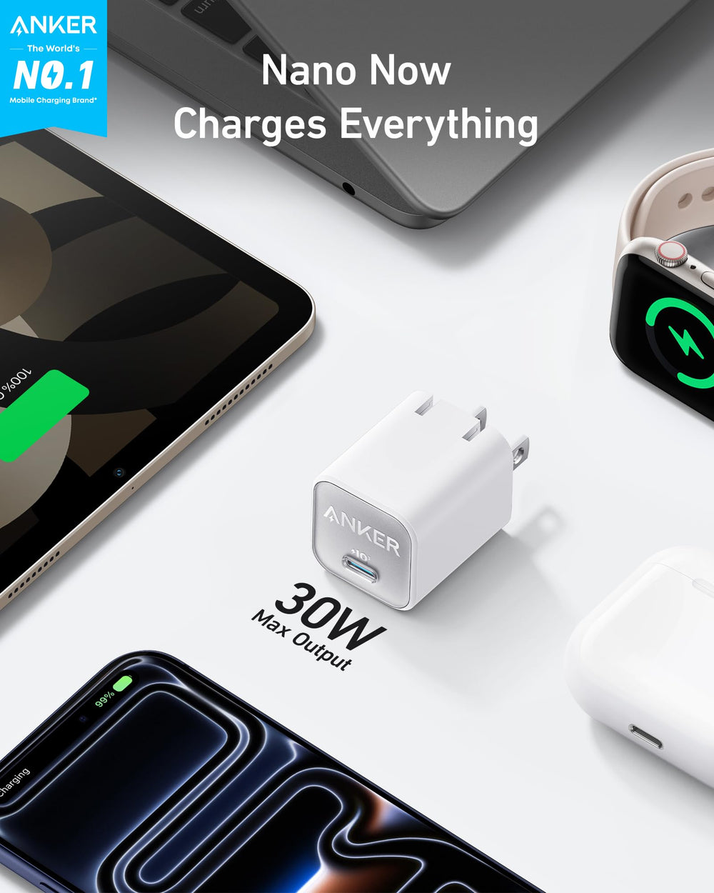 Anker Nano 30W con clavija plegable enfatizando portabilidad y facilidad de transporte