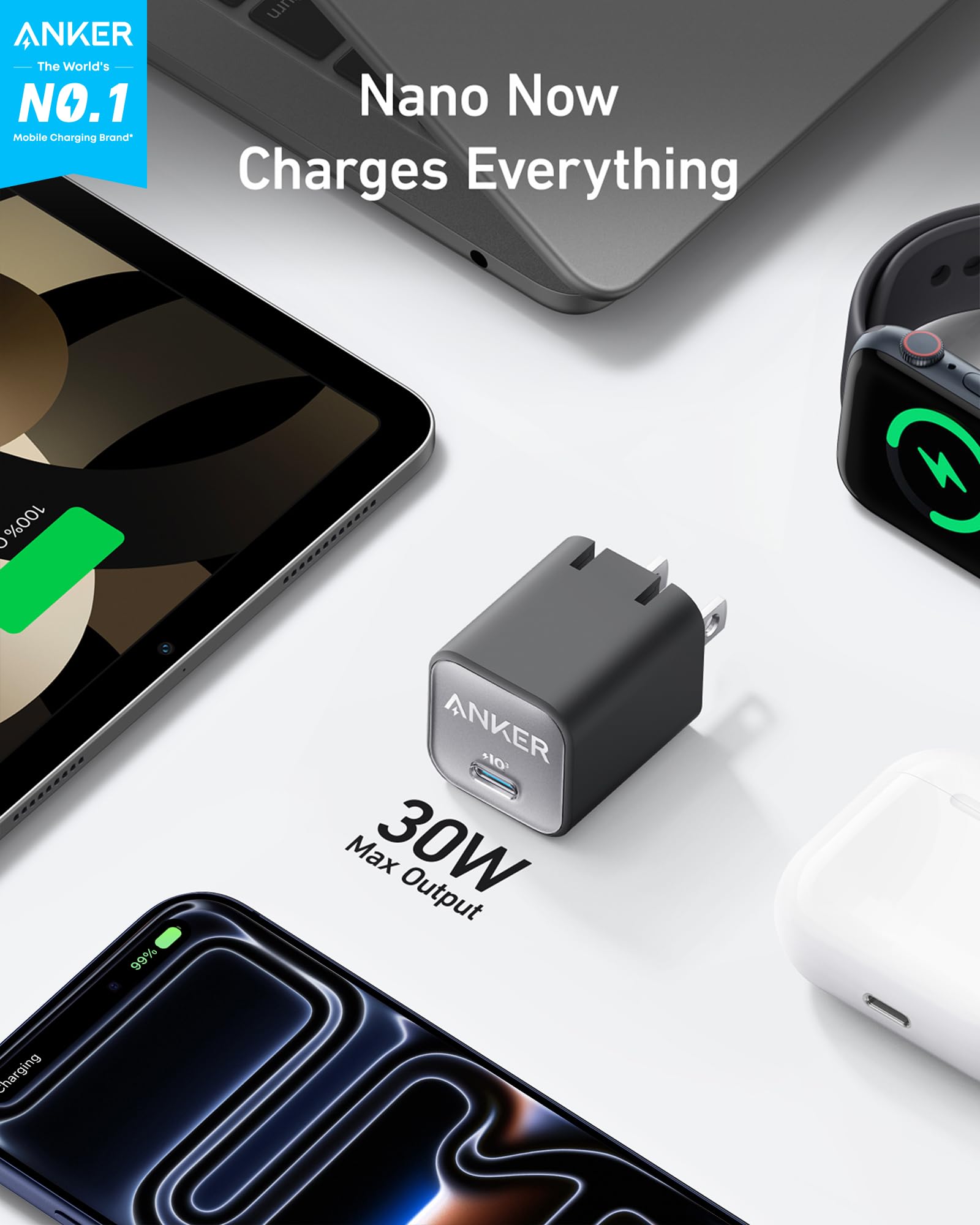Anker Nano 30W detalle de textura, diseño resistente y compacto