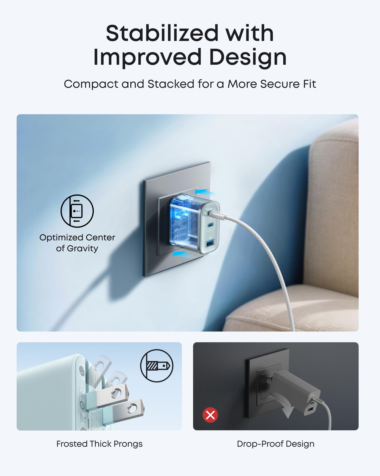 Anker Nano 70W acabado metálico elegante que combina con espacios de trabajo