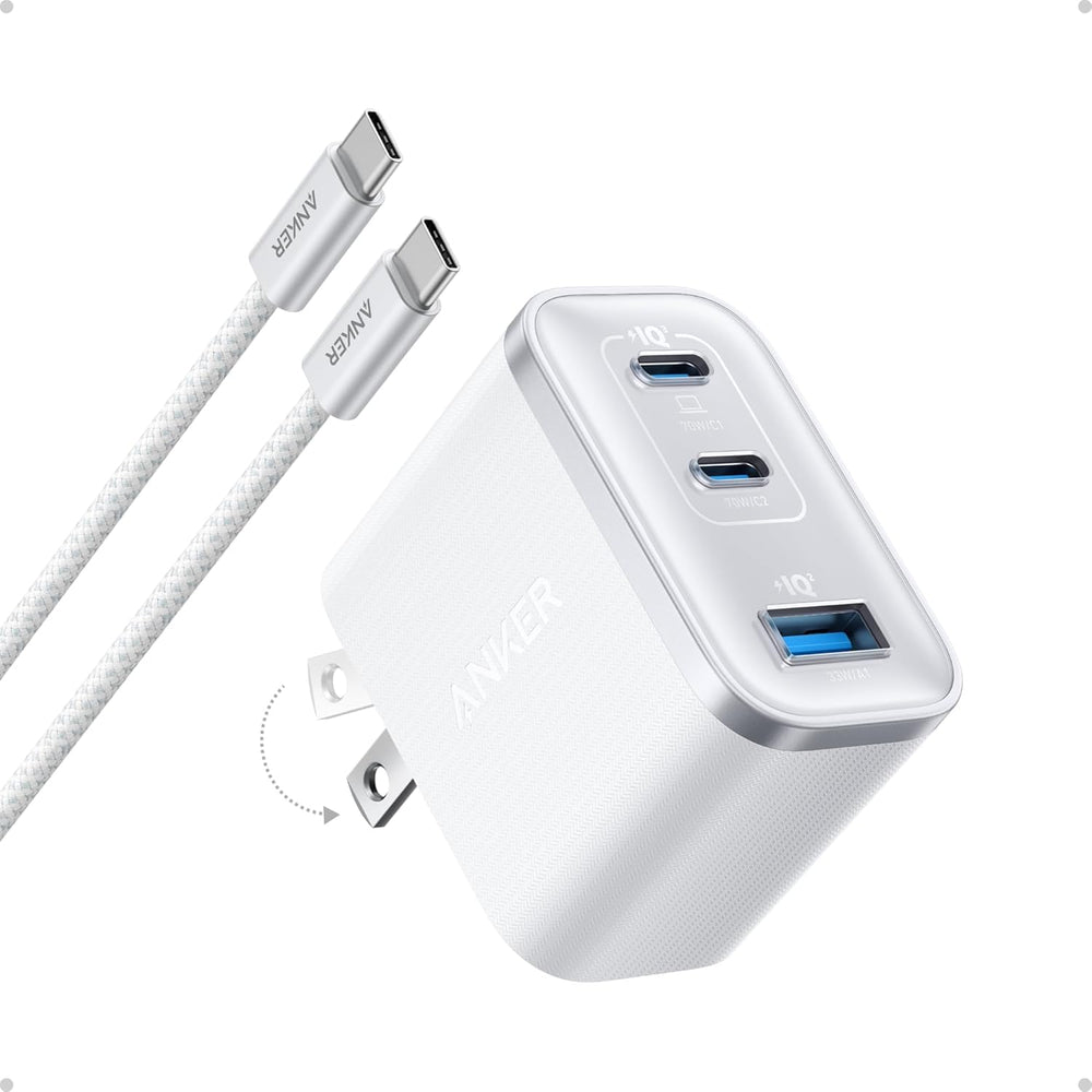 Anker Nano 70W vista frontal mostrando puertos y diseño compacto, máxima potencia