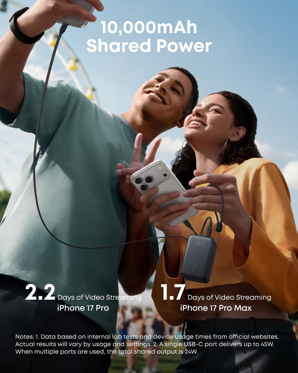 Anker Nano junto a smartphone para comparar tamaño, alternativa ligera