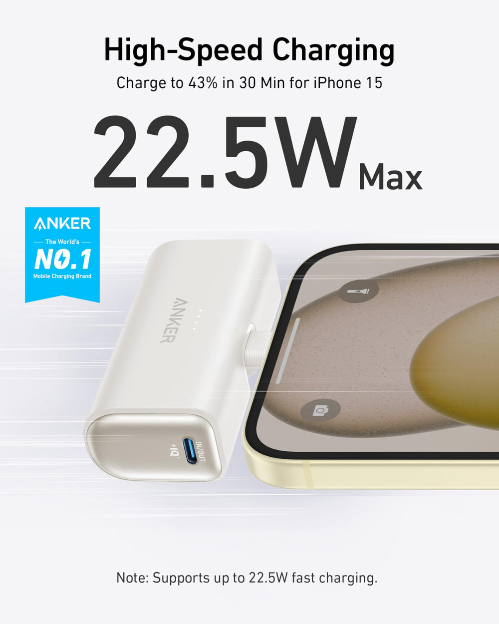 Close-up del conector USB-C plegable de Anker Nano mostrando facilidad de uso y orden