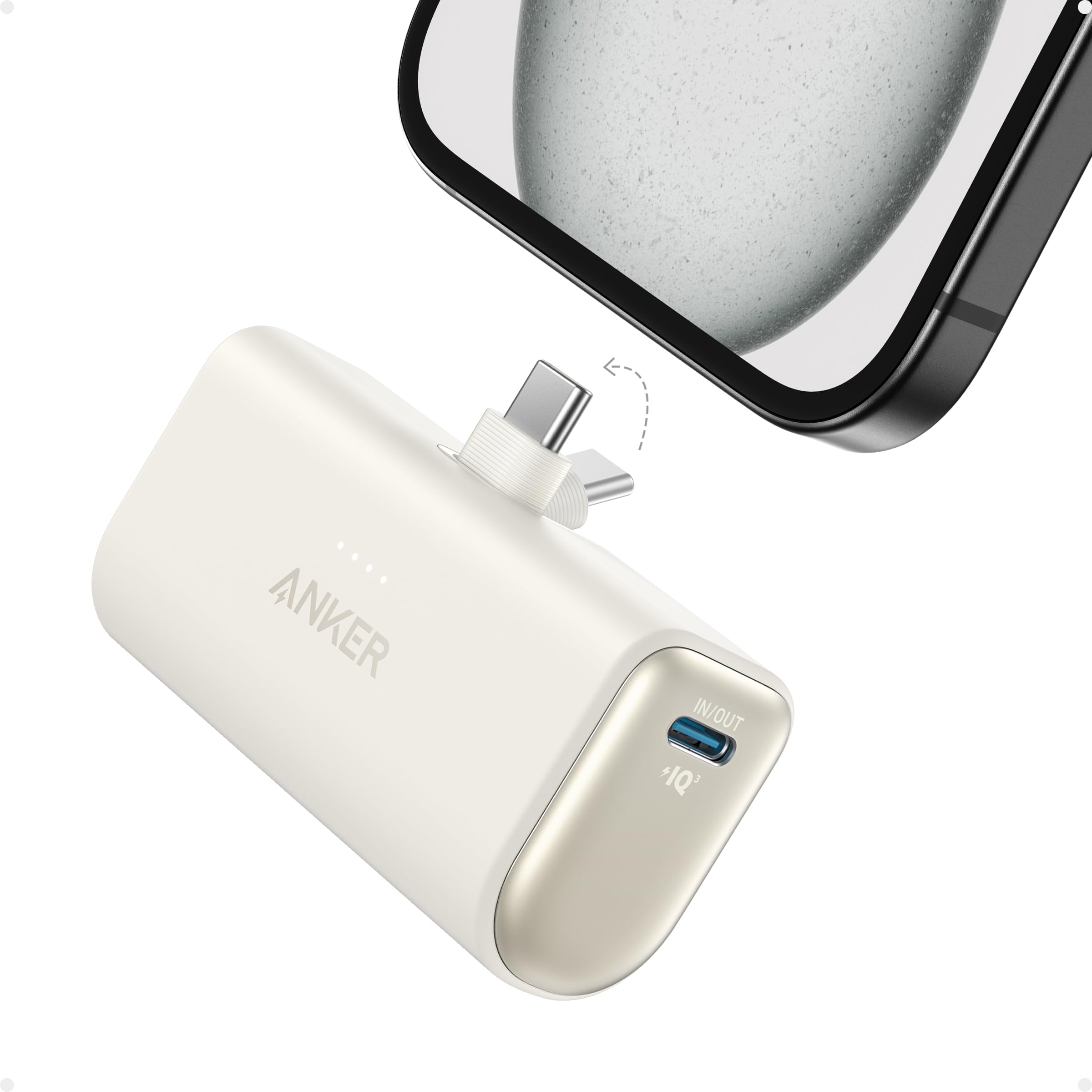 Anker Nano Power Bank frontal mostrando el diseño compacto y la marca Anker, ideal para viajar