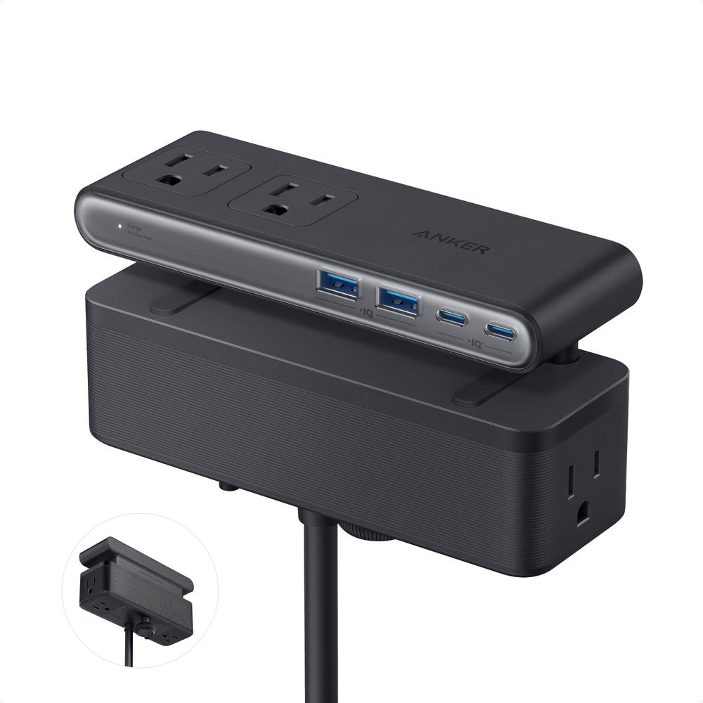 Anker Nano Power Strip vista frontal con múltiples tomas y orden