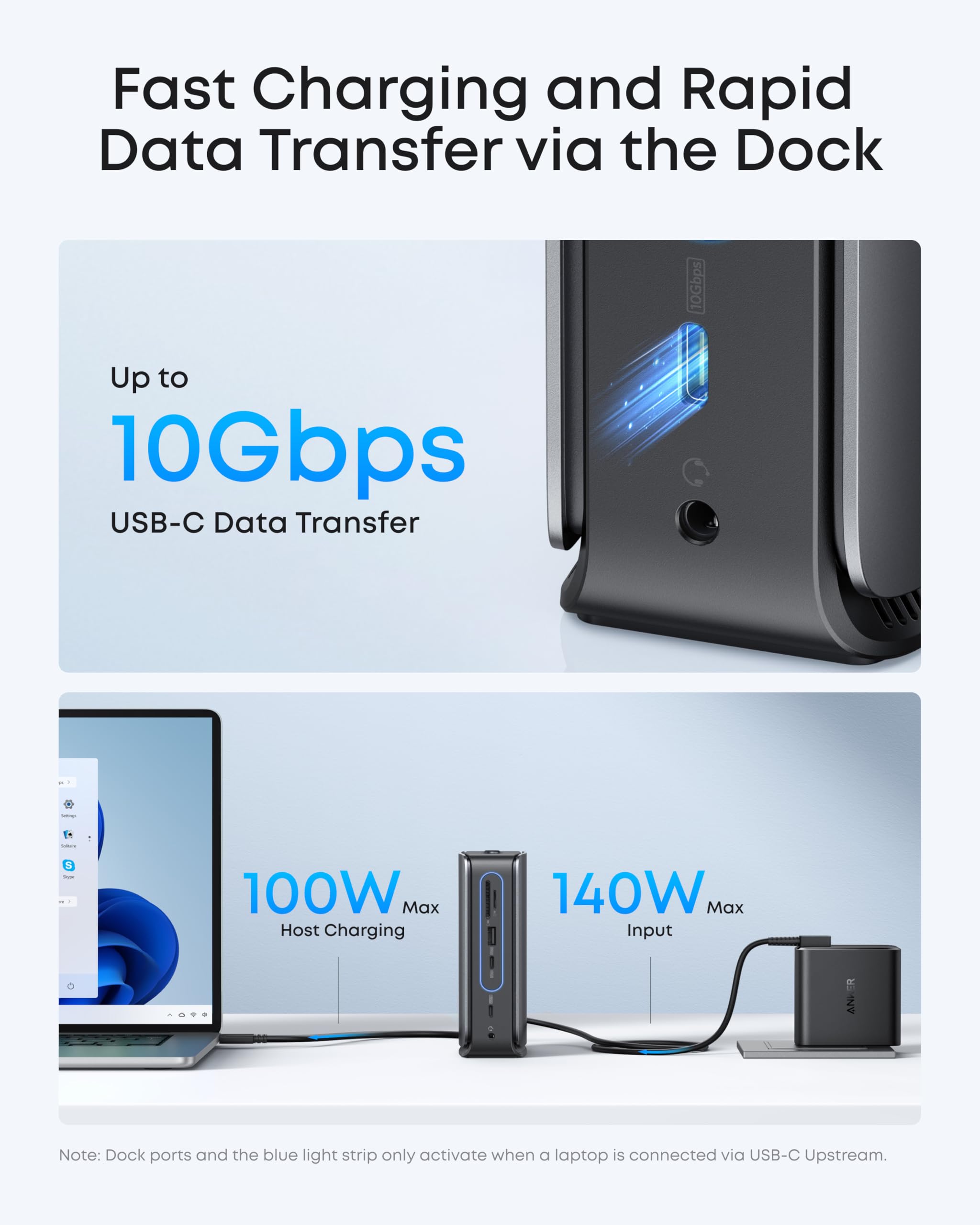 Escena de escritorio con Anker Nano en uso mostrando productividad y orden