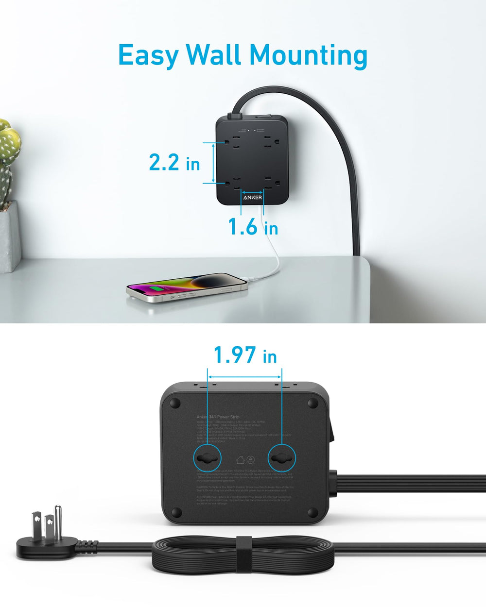 Anker etiqueta y guía en caja, incluye garantía y soporte al cliente