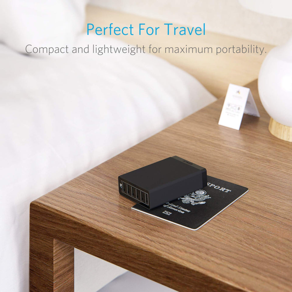 Anker PowerPort 6 cable de alimentación incluido y conexión estable