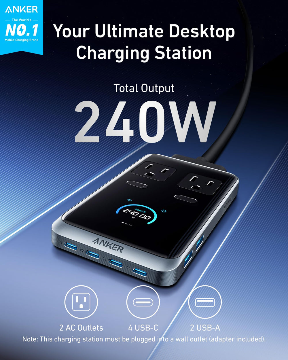 Anker Prime detalle de USB-C y USB-A para carga rápida de dispositivos