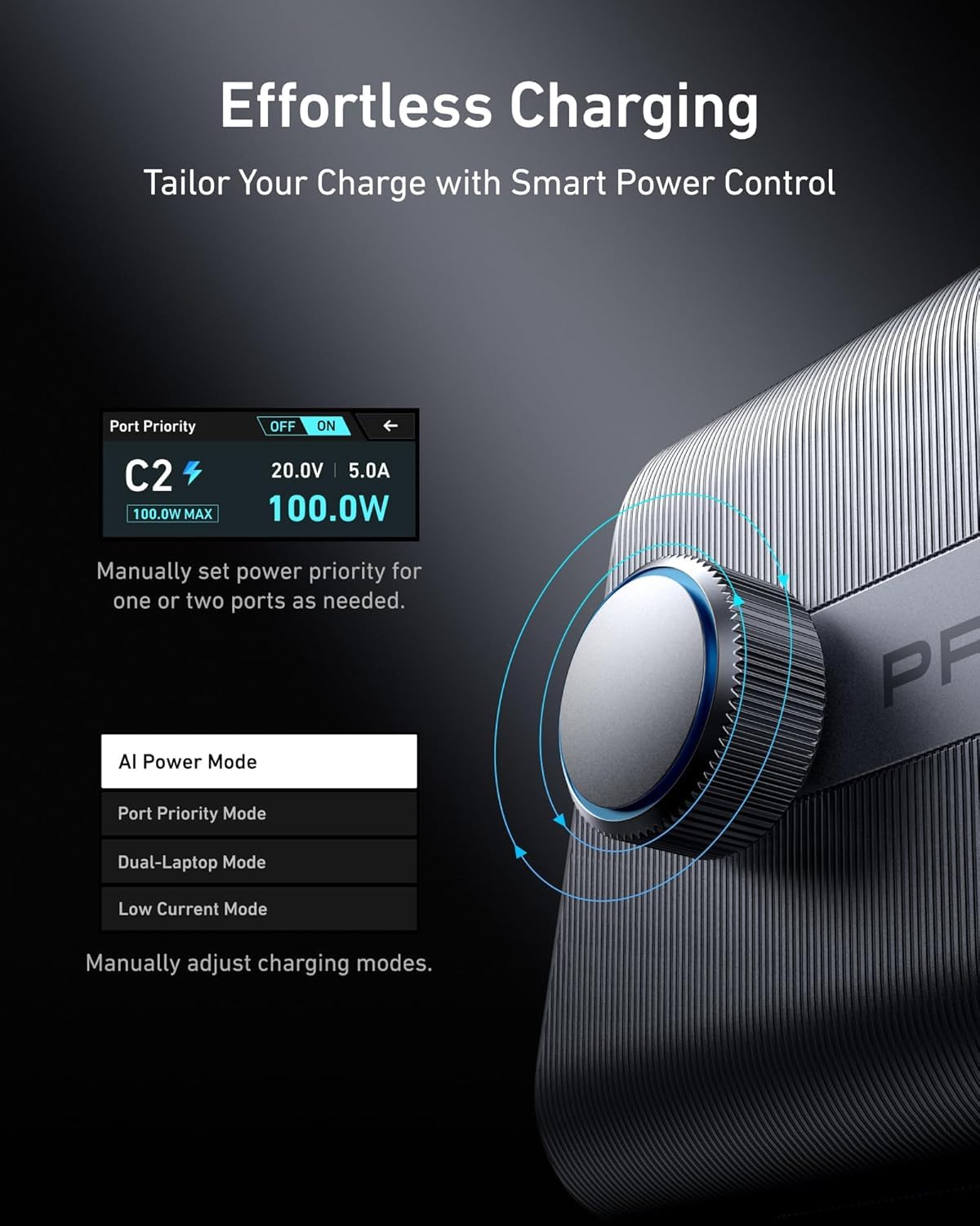 Anker Prime junto a tres teléfonos para comparar tamaño y peso compacto en escritorio