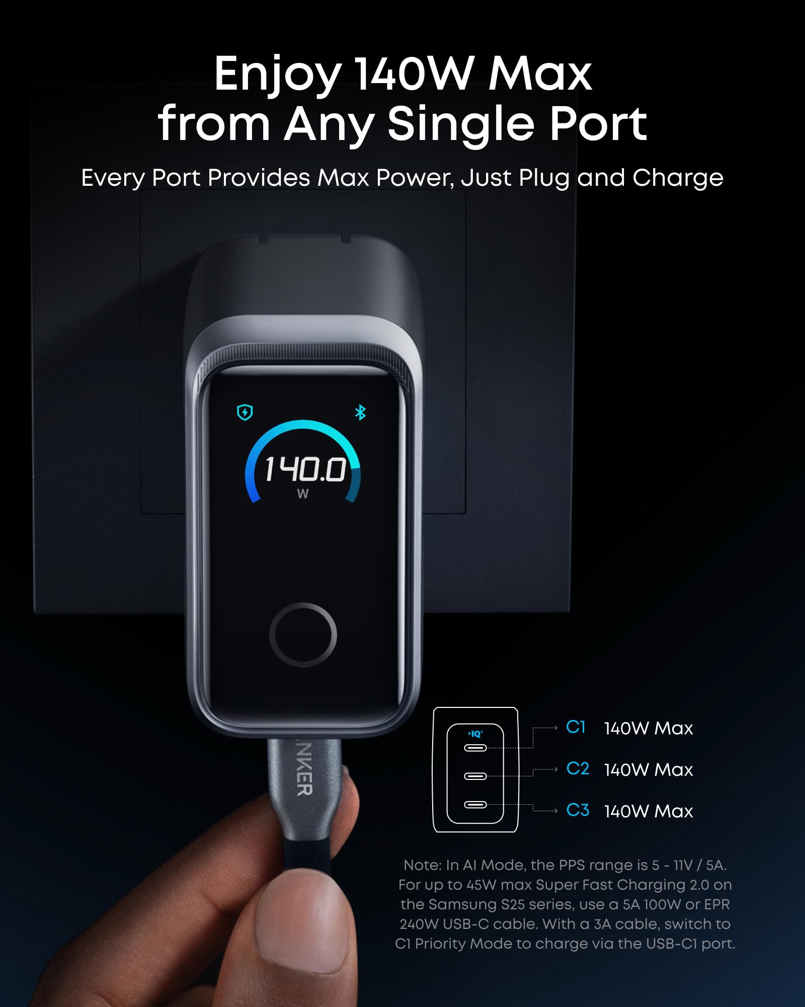 Anker Prime detalle del material y acabado que mejora la refrigeración