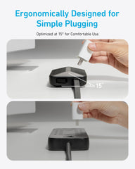 Anker regleta conectada en escritorio facilitando carga multitarea eficiente