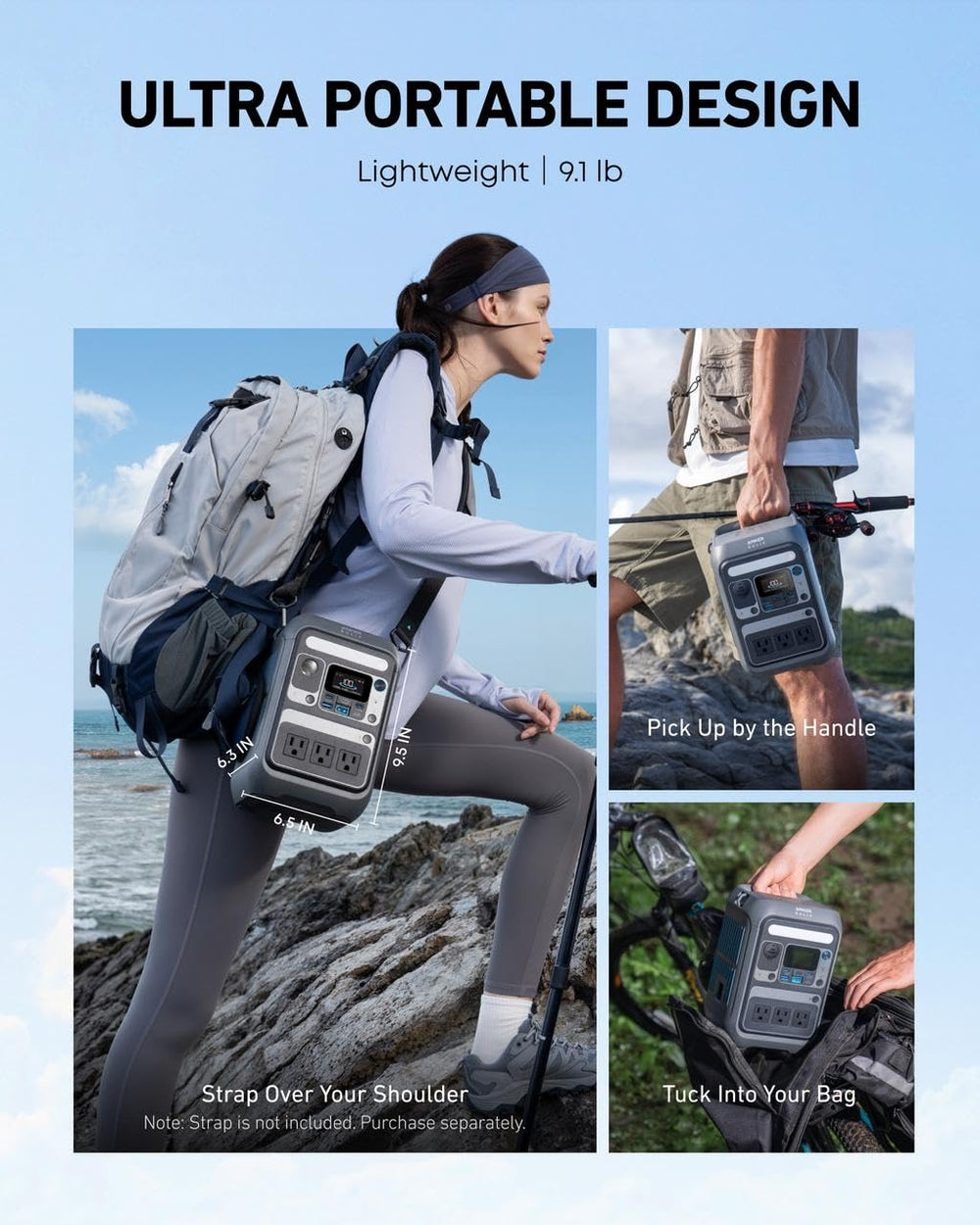 Anker SOLIX C300 en campamento alimentando luces y dispositivos, tranquilidad