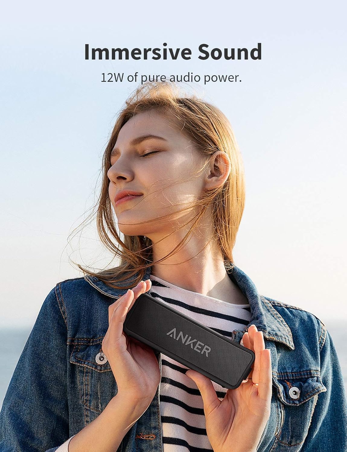 Anker Soundcore 2 textura de carcasa y botones resistente para uso exterior