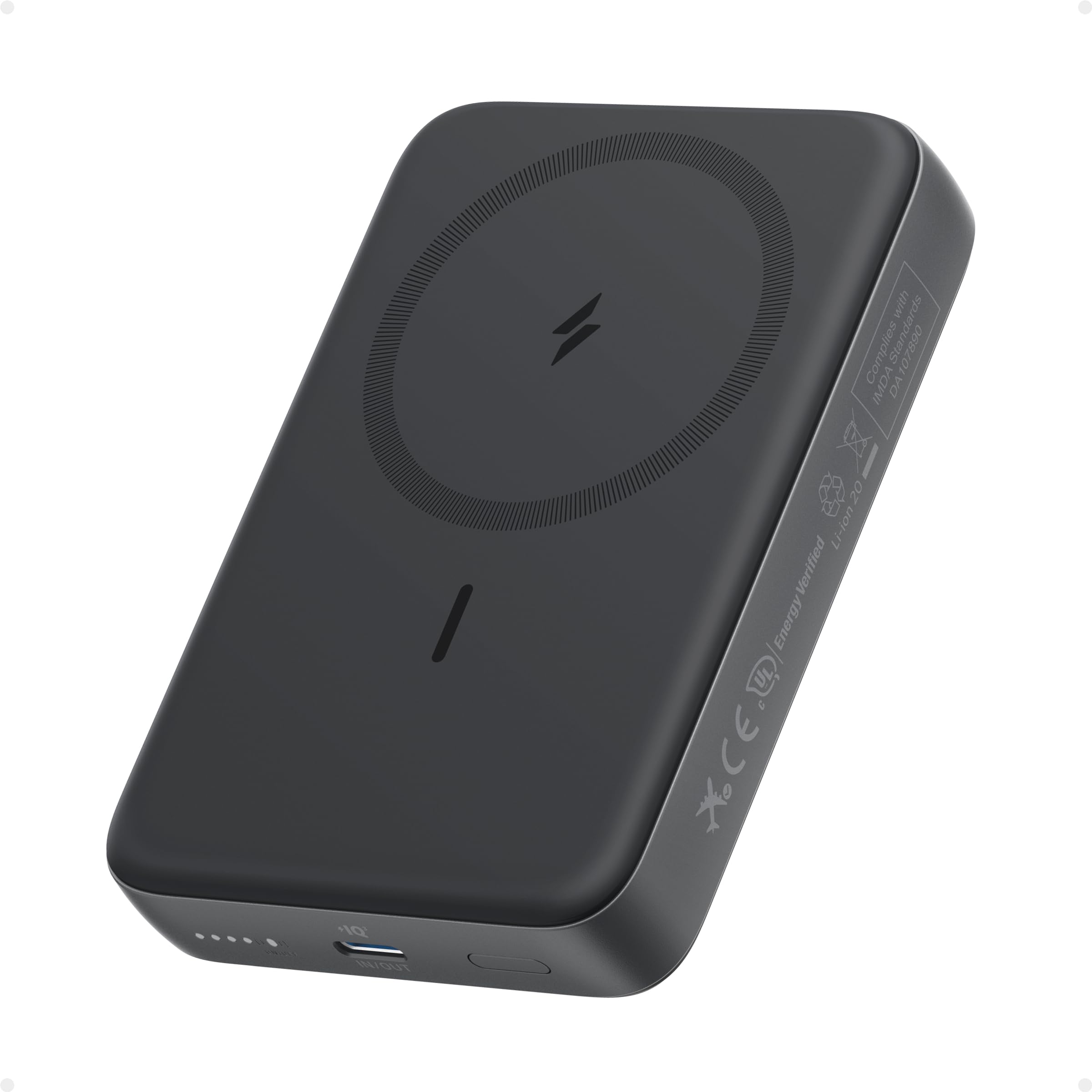 Anker Zolo vista frontal del banco de energía mostrando diseño compacto y magnético