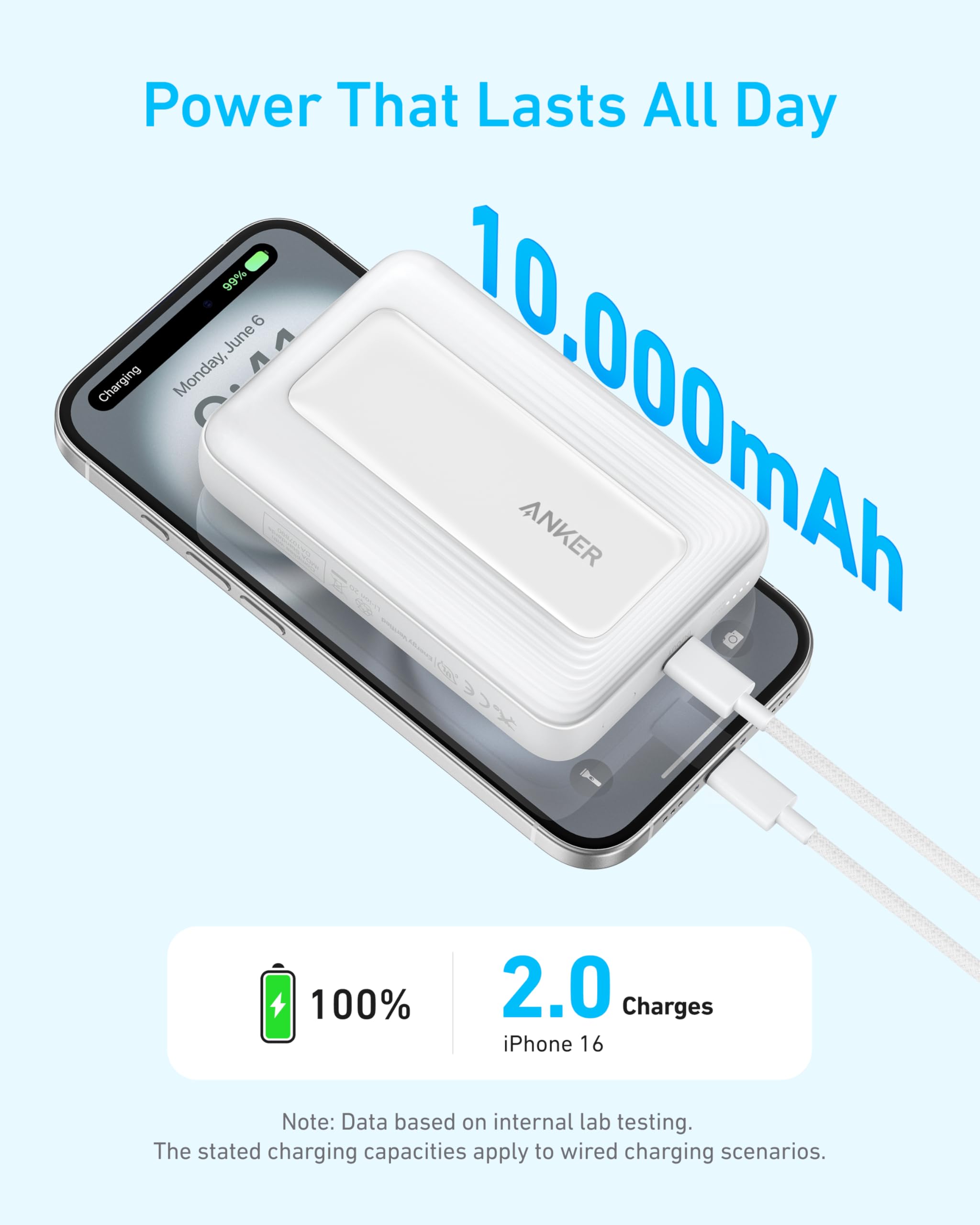 Anker Zolo unido a iPhone demostrando carga magnética cómoda