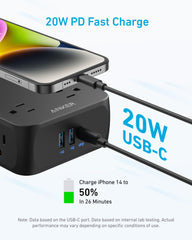 Anker primer plano del puerto USB-C 20W, carga rápida para móviles