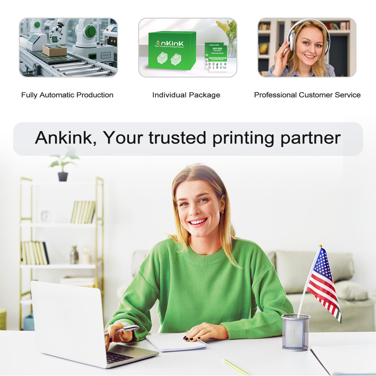 Caja y contenido del pack Ankink 65XL con dos cartuchos listos para usar