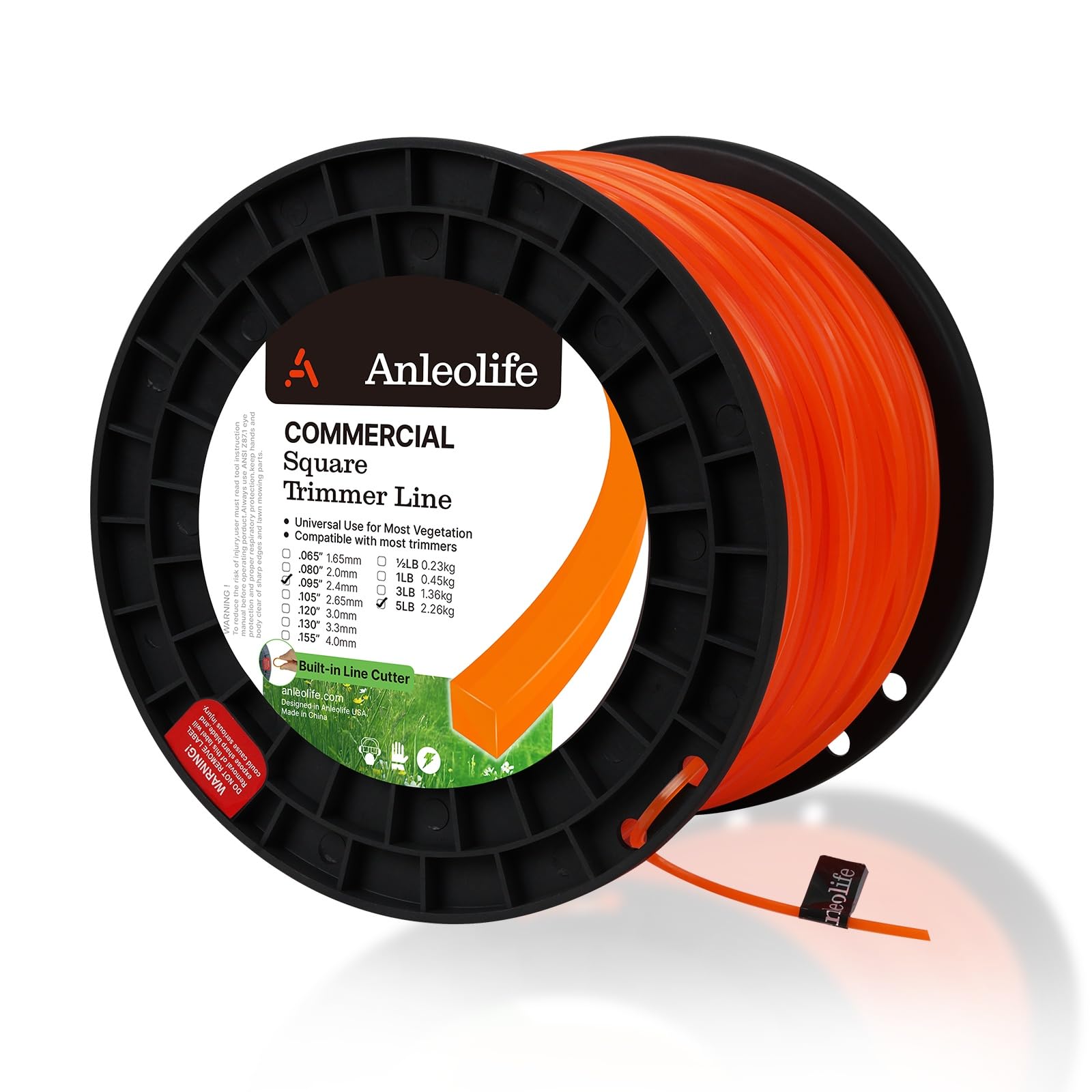 Anleolife spool front view showing bright orange line and clear bulk capacity