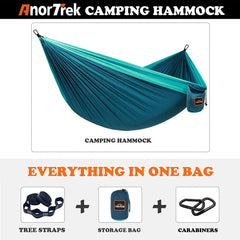 AnorTrek primer plano del mosquetón de acero mostrando fijación segura y duradera