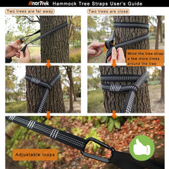 AnorTrek hamaca instalada en camping ofreciendo descanso cómodo y soporte fiable
