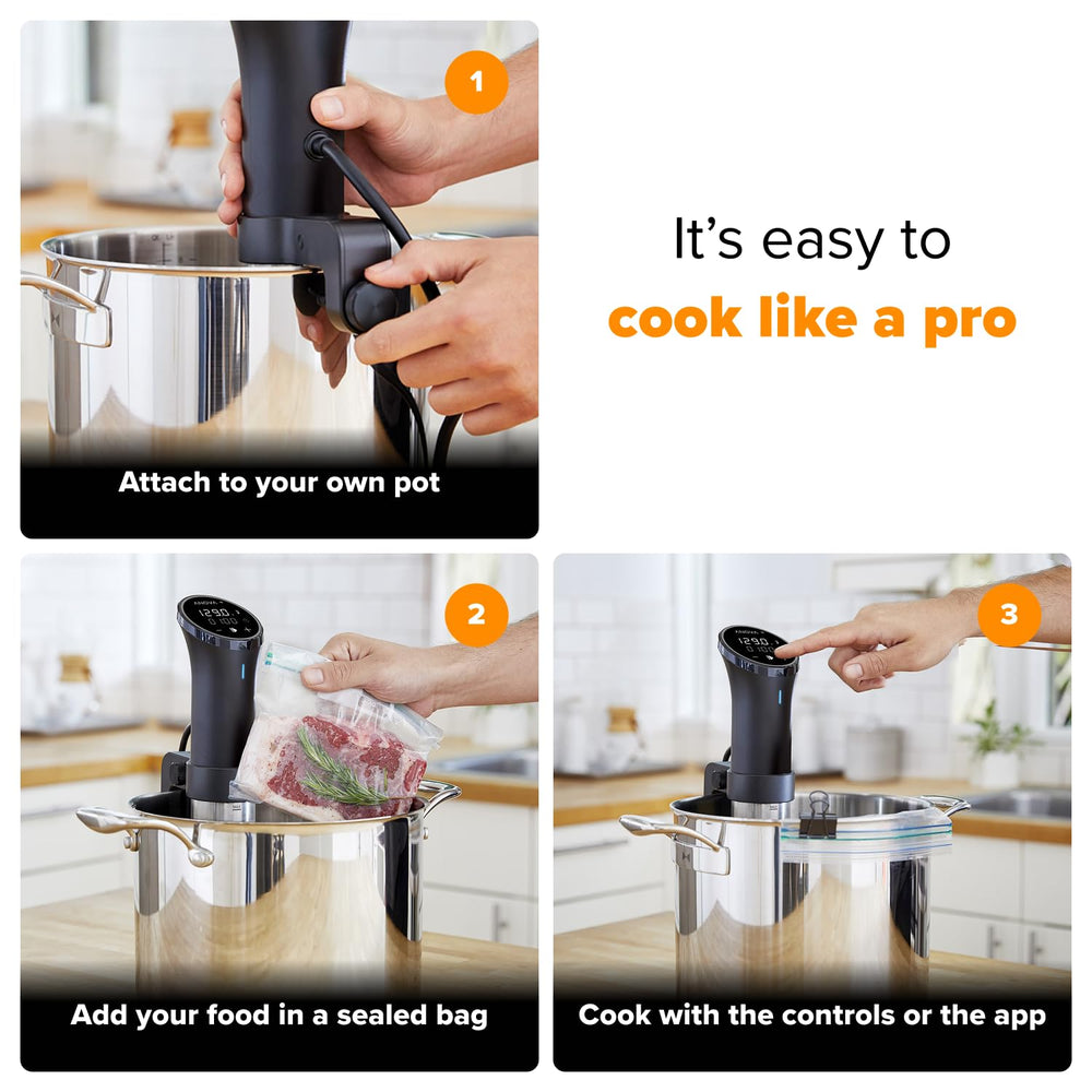 Anova Precision Cooker pantalla táctil doble mostrando tiempo y temperatura fácilmente