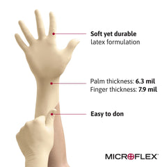 Ansell MICROFLEX close-up textured fingertip showing diamond grip benefit