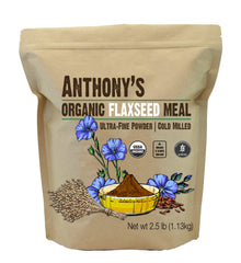 Anthony's frente del envase de linaza 2.5 lb mostrando marca y presentación, ideal para despensa
