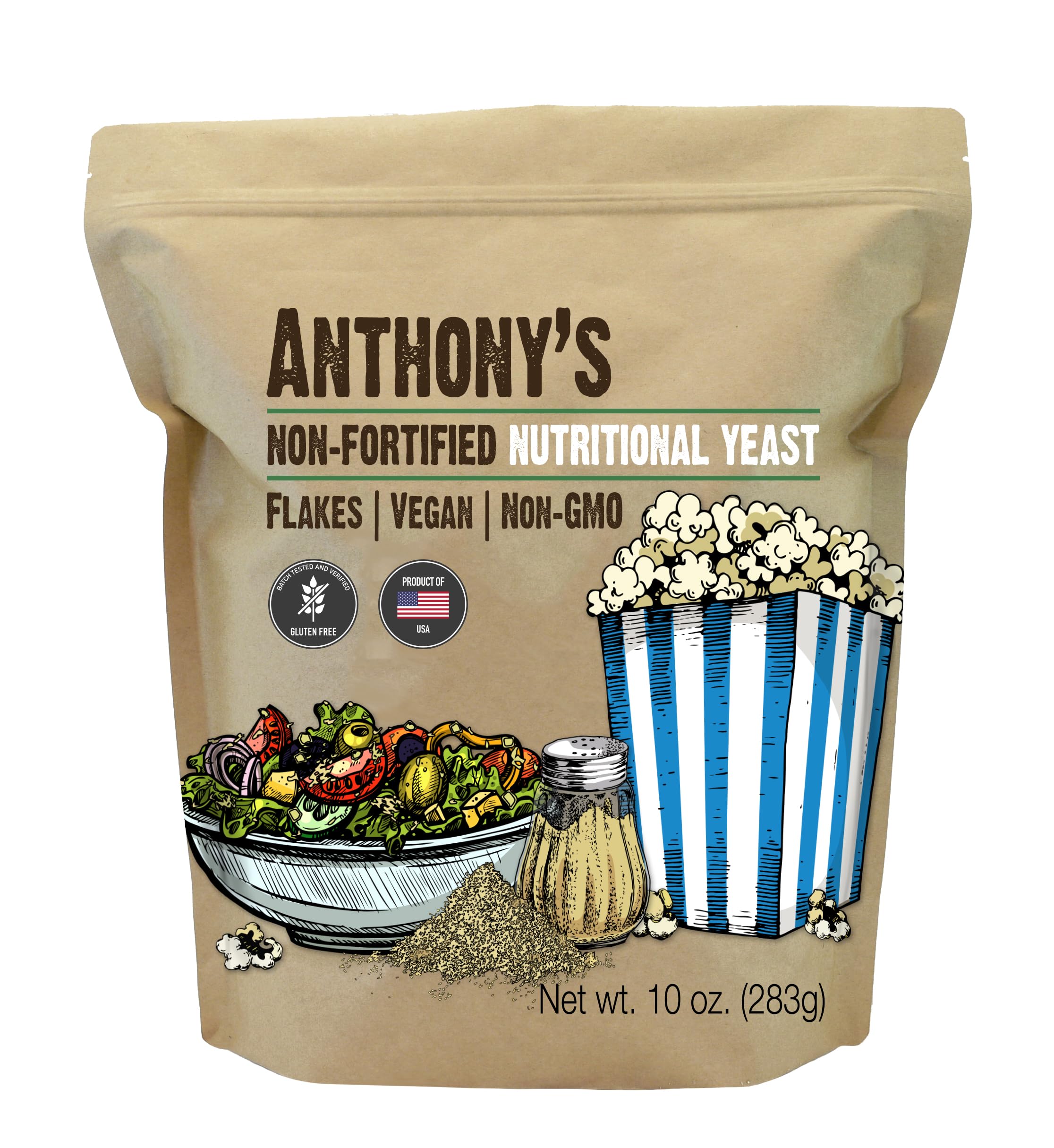 Anthony's envase frontal 10 oz mostrando etiqueta y beneficios naturales