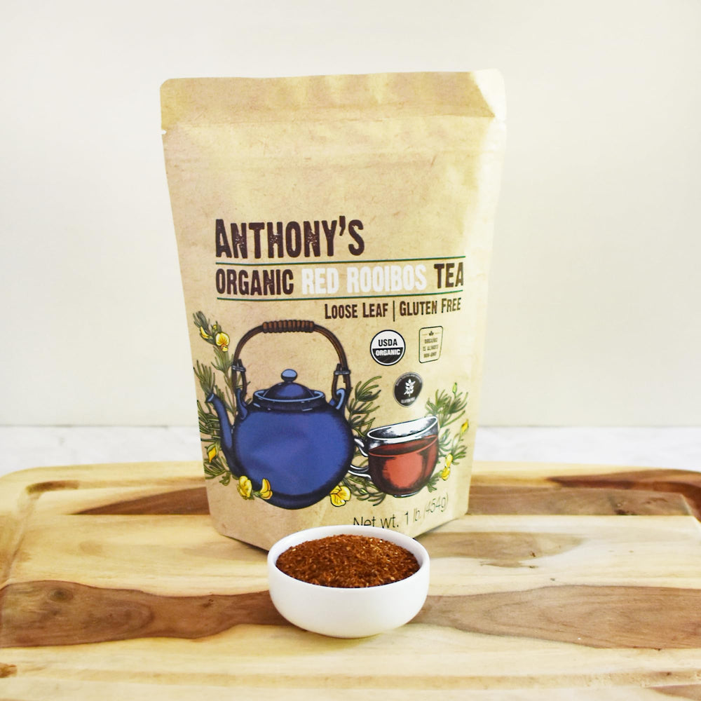 Etiqueta de Anthony's con sellos USDA Organic y sin gluten visible para confianza