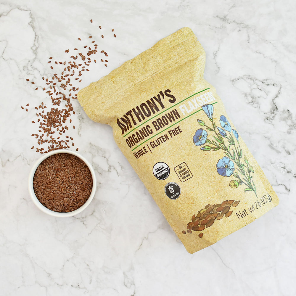 Anthony's semillas de lino mezcladas en granola casera, mejora sabor y crocancia