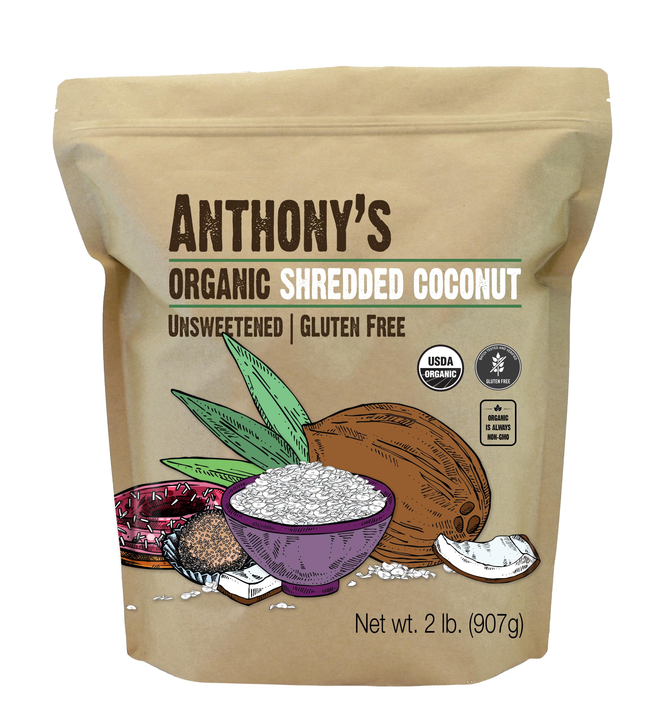 Anthony's front packaging showing 2 lb bag and organic label, convenient pantry staple