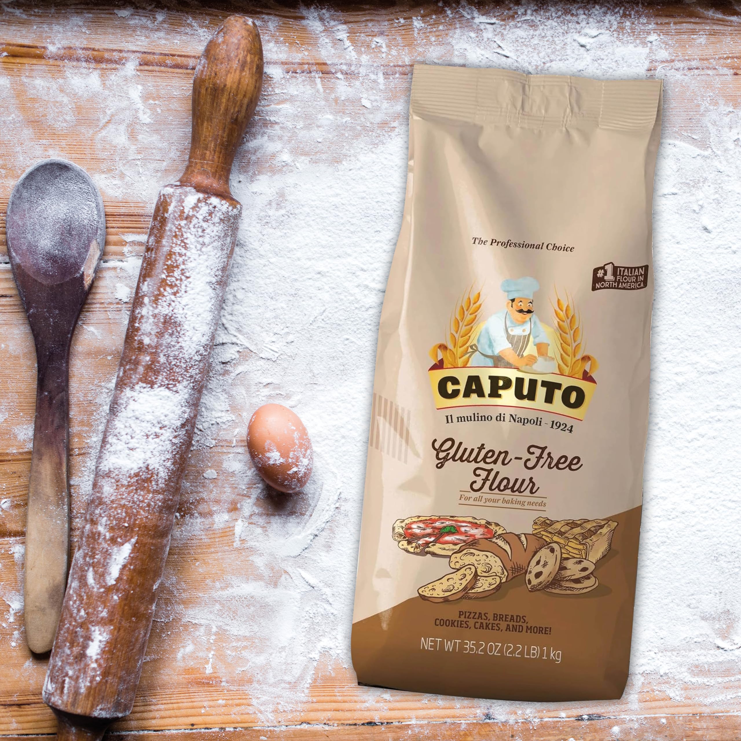 Antimo Caputo bolsa de 1 kg para comparar tamaño y almacenamiento