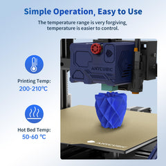 ANYCUBIC carrete azul frontal destacando tonalidad y baja formación de hilos