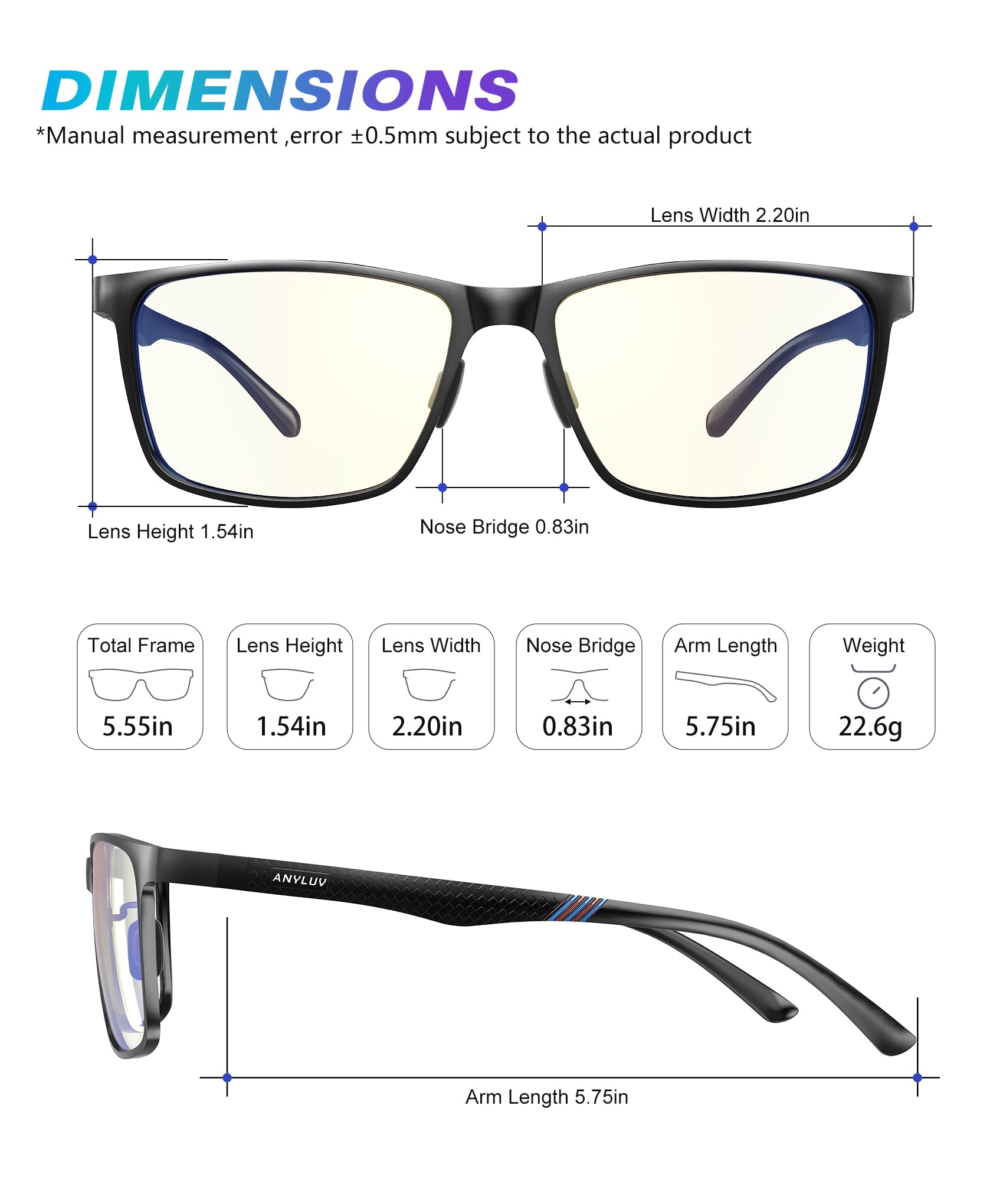 ANYLUV gafas en uso frente a ordenador reduciendo fatiga visual
