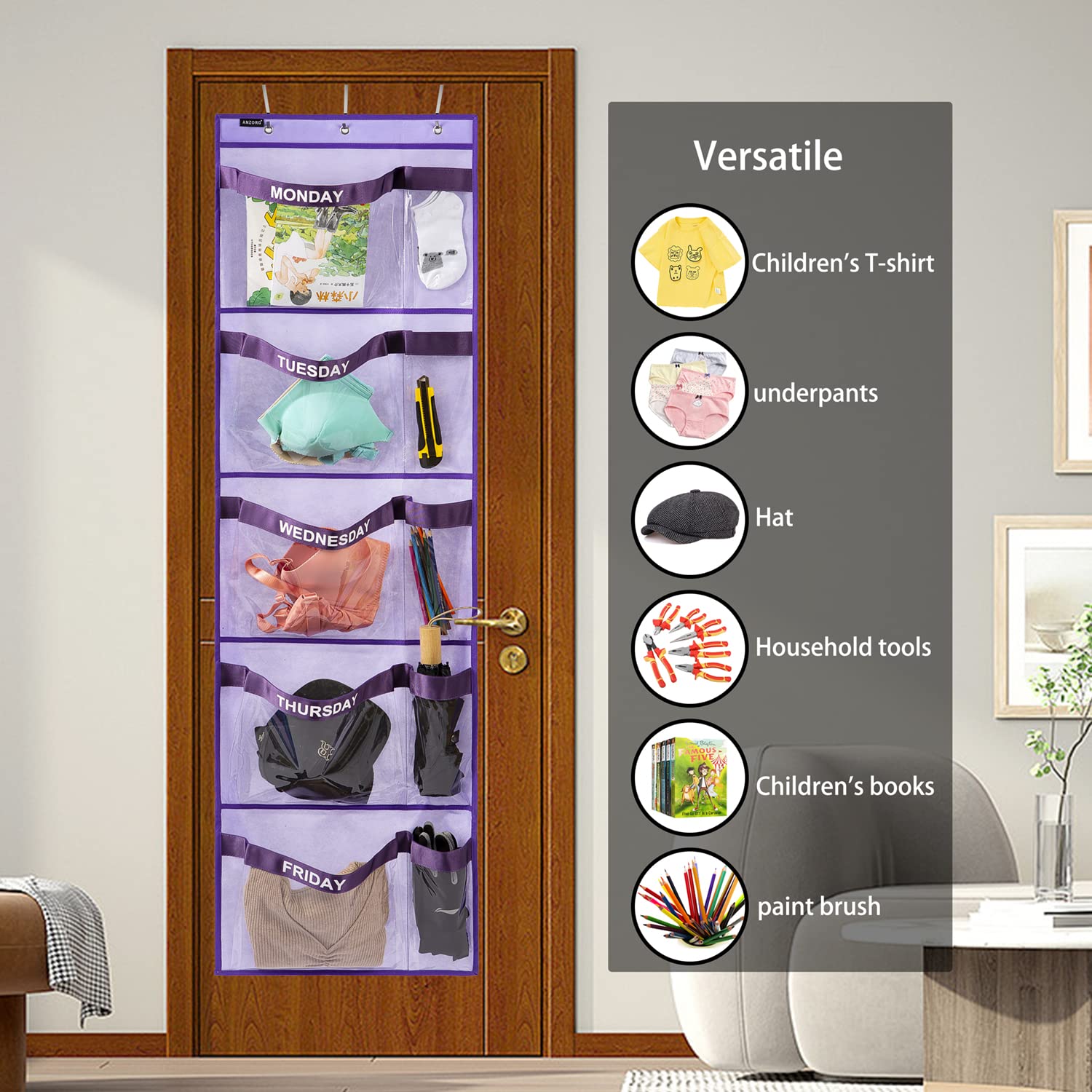 ANZORG detalle de bolsillo PVC transparente visibilidad rápida