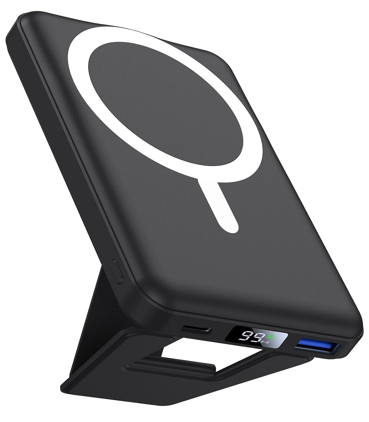 AOGUERBE vista frontal del power bank mostrando diseño compacto y capacidad