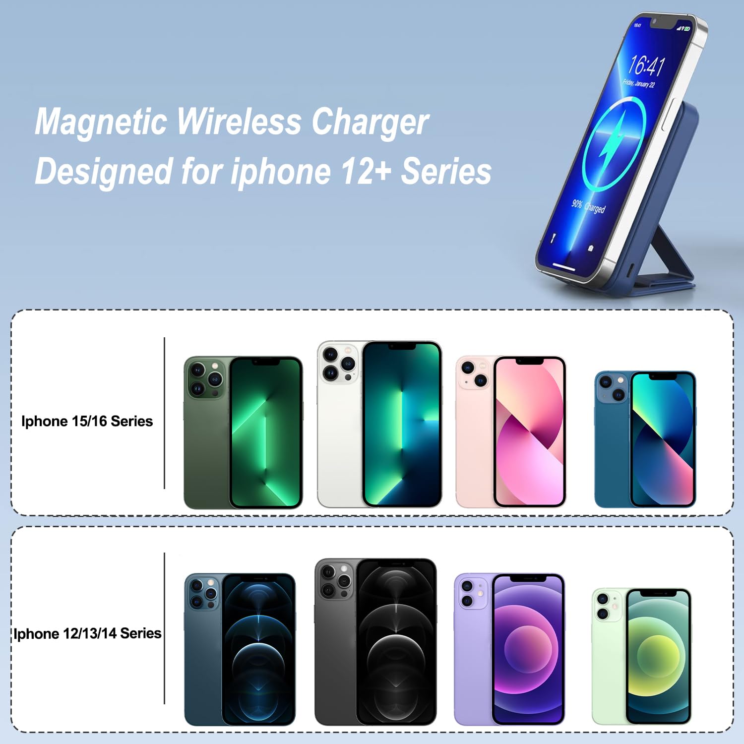AOGUERBE soporte plegable sosteniendo un iPhone para ver videos y llamadas