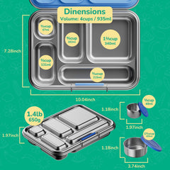 AOHEA caja con comida organizada en cinco compartimentos, mantiene porciones