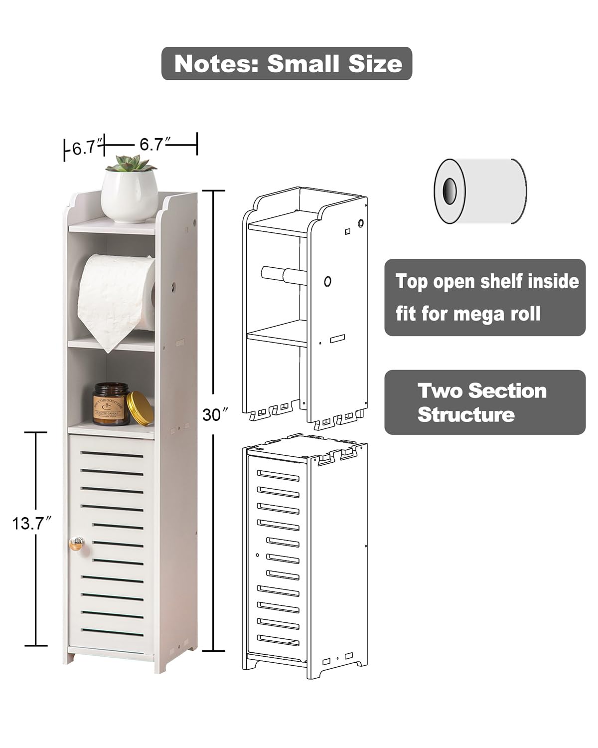 AOJEZOR placed beside toilet in small bathroom showing space-saving and renter-friendly benefit