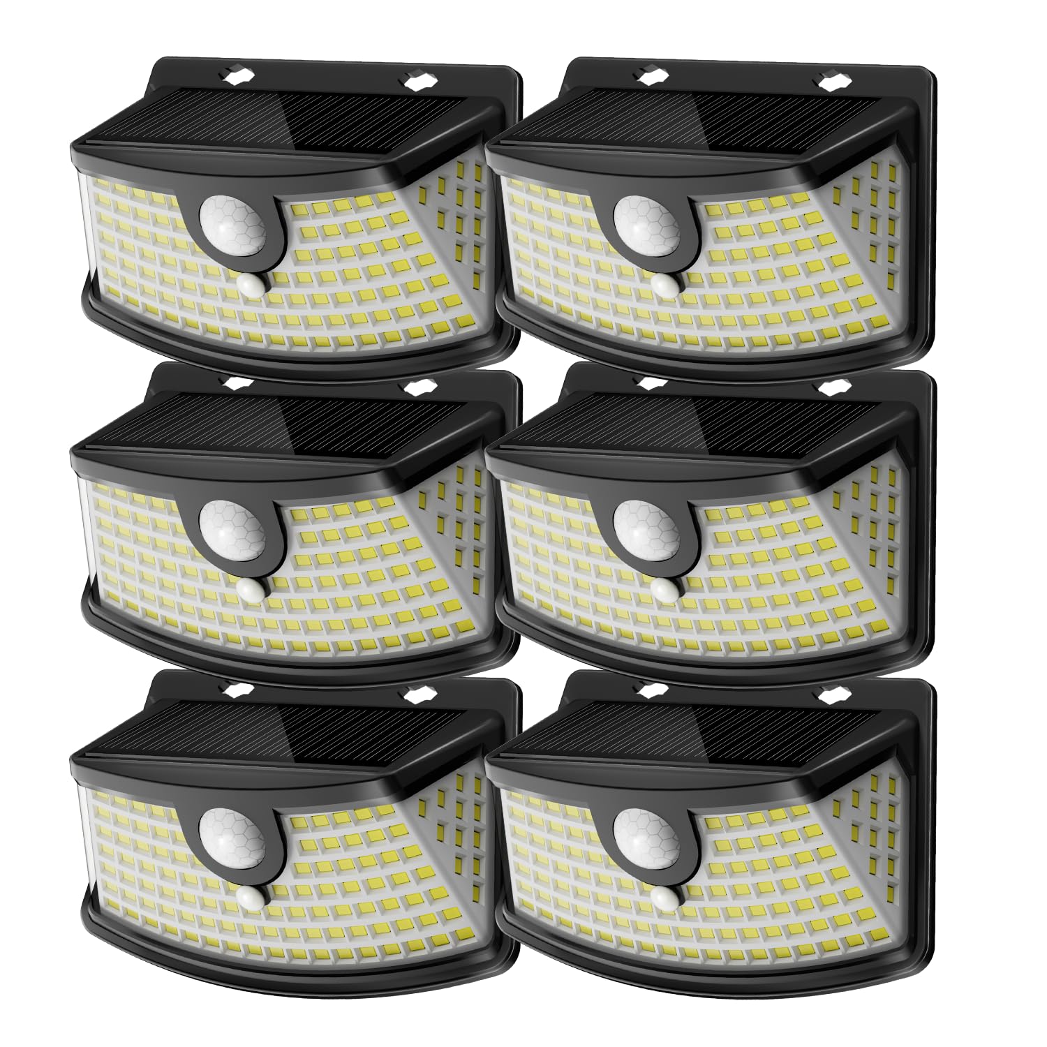 Aootek vista frontal del paquete de seis luces mostrando diseño compacto y beneficio de iluminación