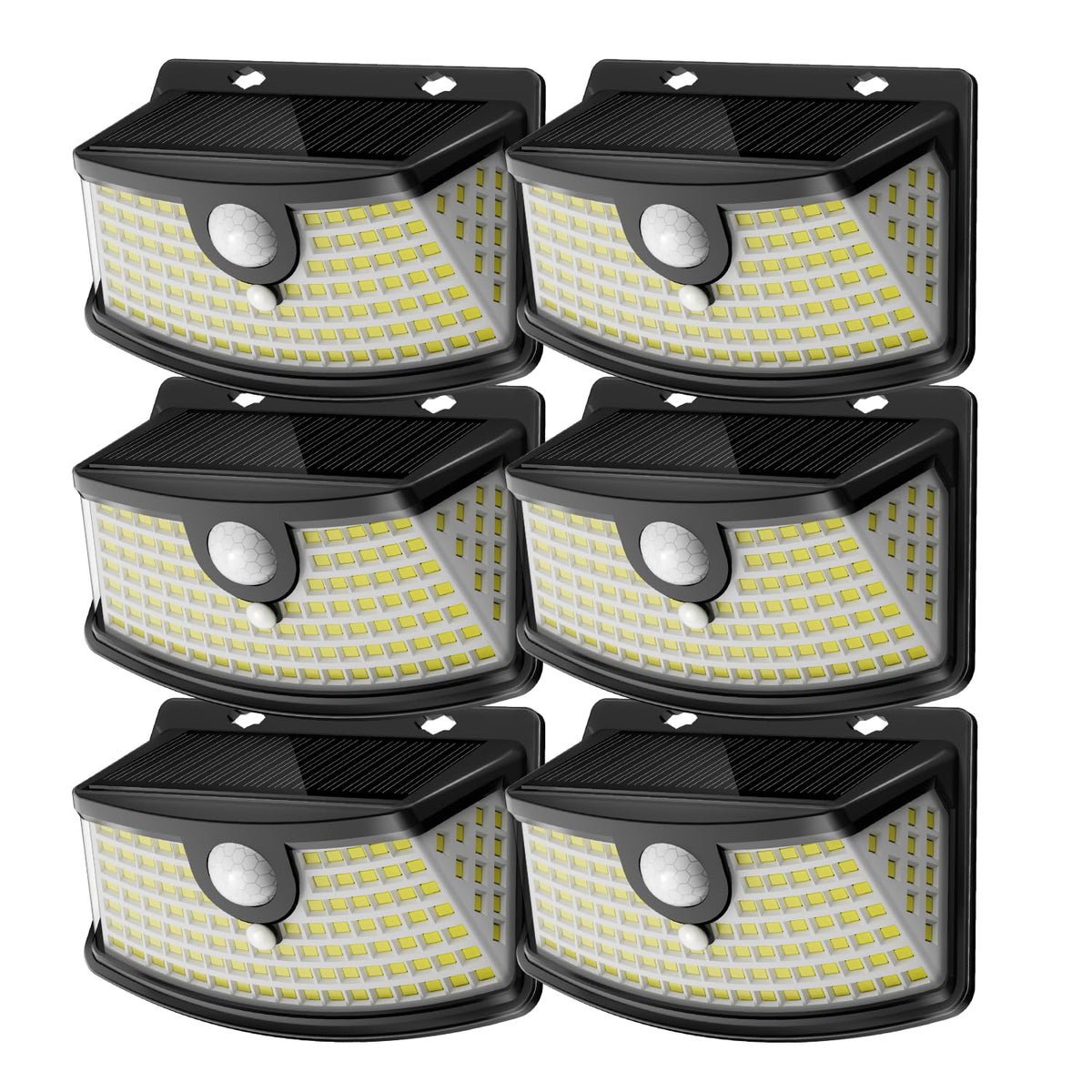 Aootek vista frontal del paquete de seis luces mostrando diseño compacto y beneficio de iluminación