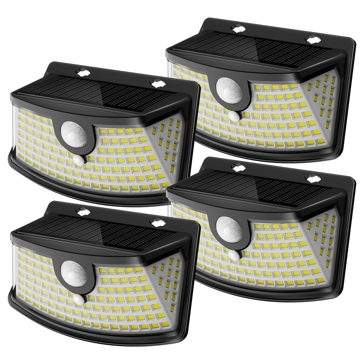 Aootek vista frontal del pack de 4 luces solares, iluminación rápida