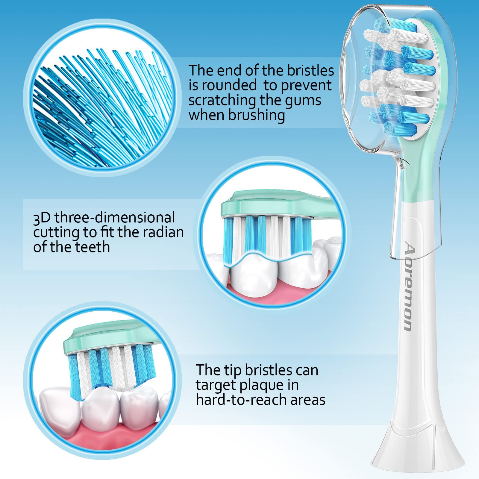Aoremon cabezal montado en mango Philips Sonicare demostrando compatibilidad segura