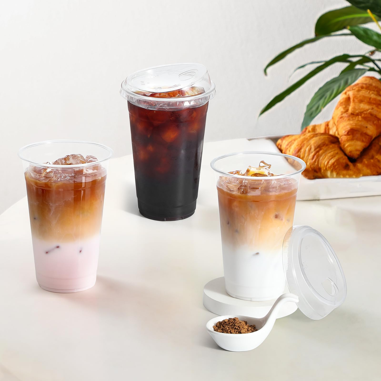 AOZITA paquete de 100 vasos y 100 tapas solución a granel