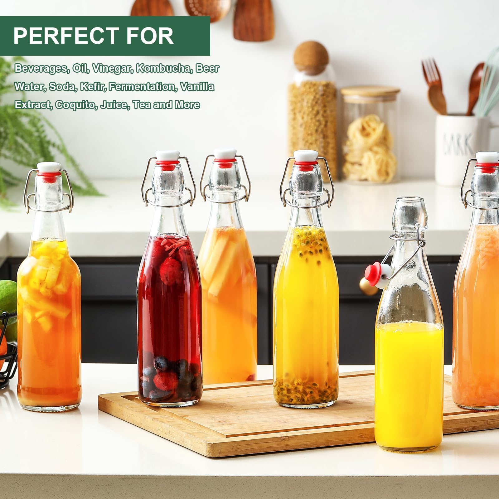 AOZITA botellas en fermentación casera de kombucha en ambiente de cocina