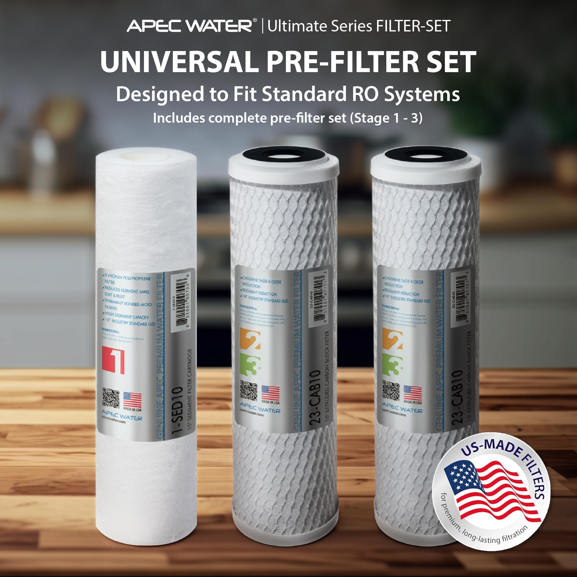 APEC WATER primer plano del filtro de polipropileno, captura eficaz de sedimentos