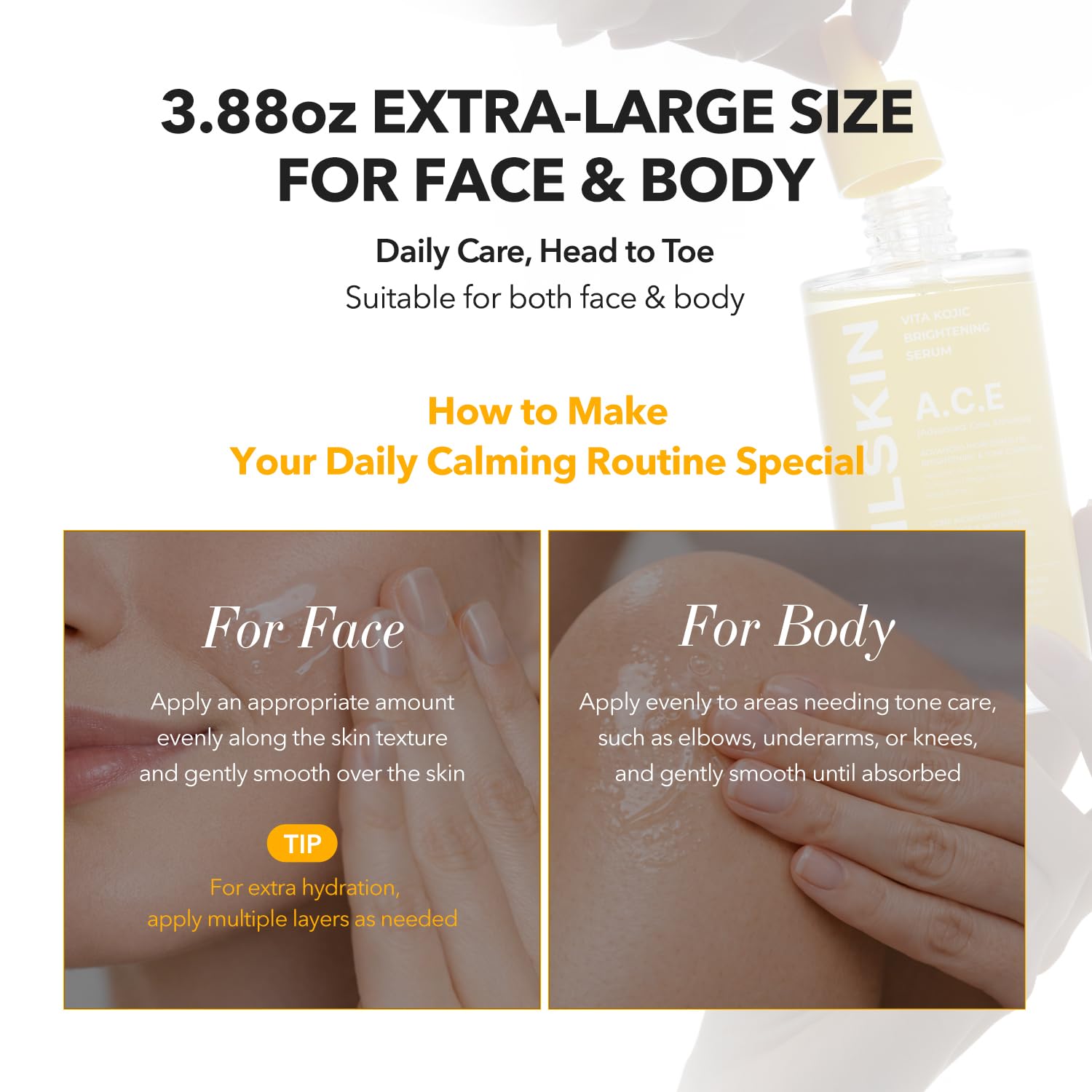 APRILSKIN etiqueta con ingredientes muestra ácido kójico y vitamina C destacados